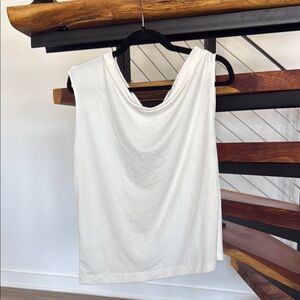 Elan Draped White Tank Top Sleeveless